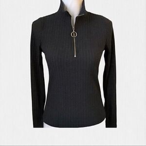 Ginger G Charcoal Ribbed Knit Pullover